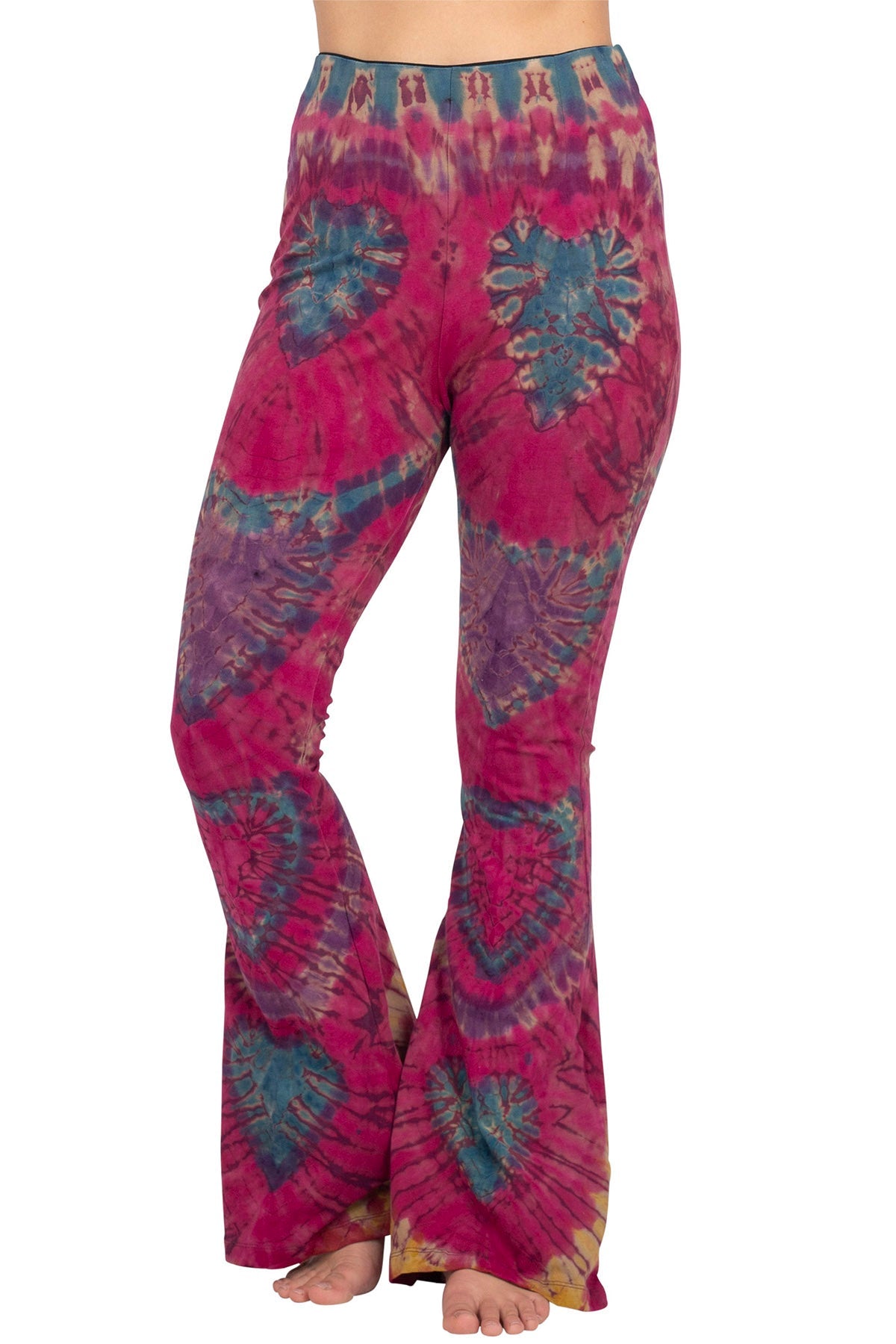 Tie Dye Flare Pants Retro Hippie Gradient Color High Waist Bandage Bell  Bottom | eBay